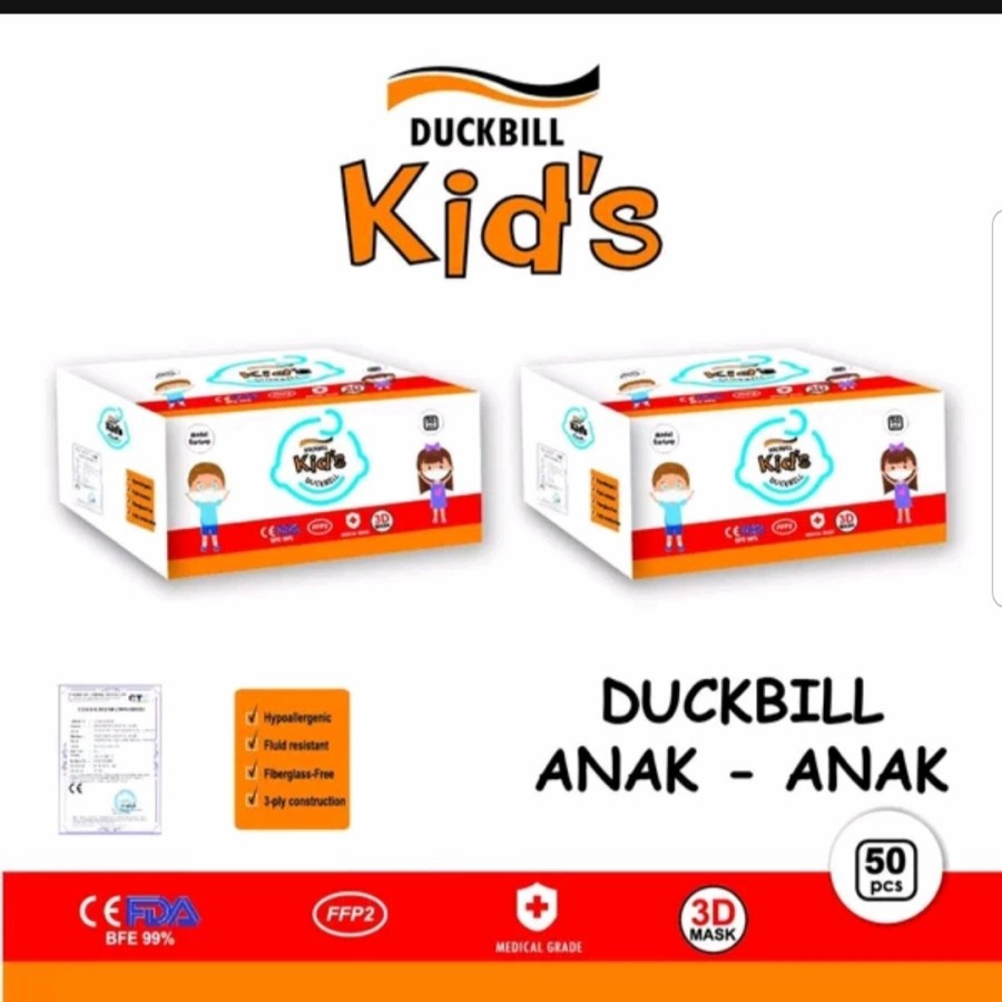 GROSIR Masker Duckbill Anak 3 ply isi 50 Murah Facemask Anak Grosir