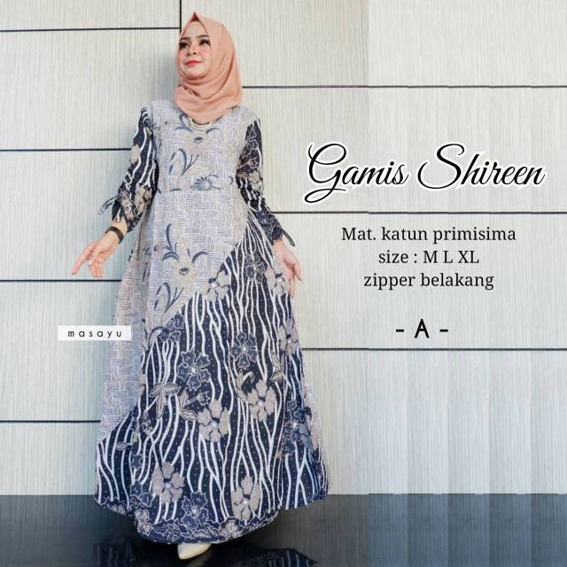 Gamis Shireen Batik Bahan Katun Primisima Ori Masayu