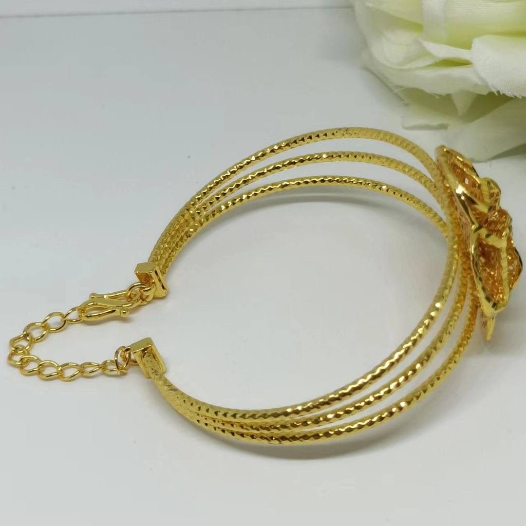 Gelang Tangan Titanium Bulat Bunga Kendari Gelang Dubai Lapis Emas 24karat Gold Dubai Xuping