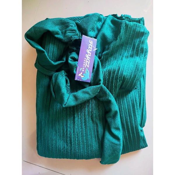 GAMIS PLISKET JUMBO MAYUNG / GAMIS PLISKET TALI  PITA LEHER / GAMIS PLISKET MURAH-Hijau botol