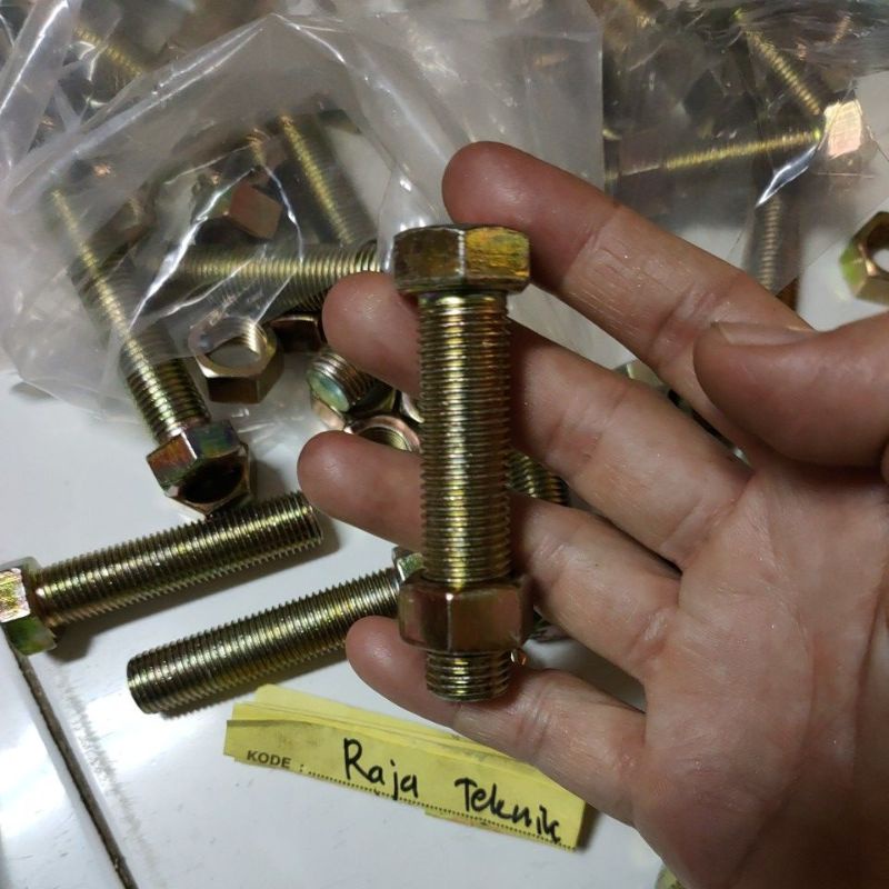 baut mur kuning m14x60 drat halus Kunci 19 x 1.5 drat pitch 1.5 / baut + mur bmk drat halus m14x60 /