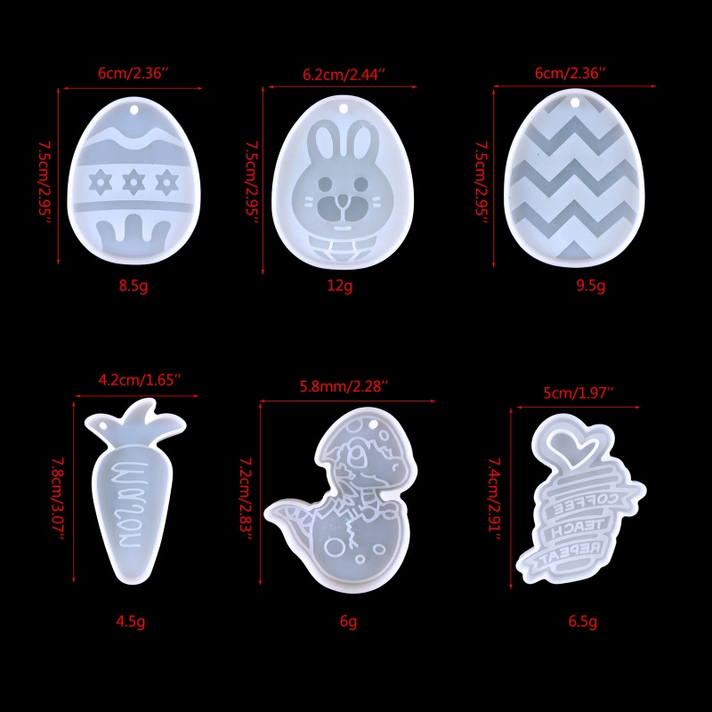 SIY  Shiny Glossy Easter Egg/Bunny/Love Coffee Cup Mold Resin Craft Easter Day Mold for DIY Keychain Necklace Charms Making