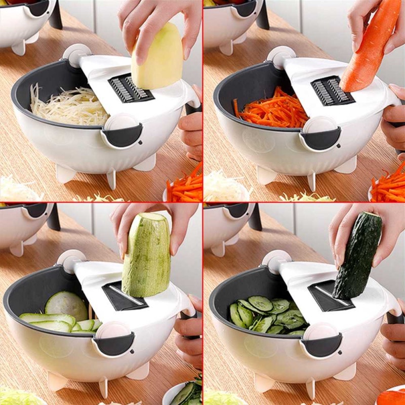 Parutan Sayur Buah Mangkok Penampung Vegetable Slicer 8 Mata Pisau