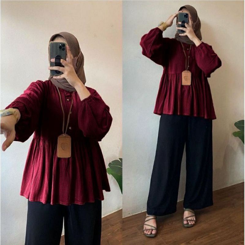 ARINA BLOUSE RAYON CRINCLE / BlOUSE ATASAN WANITA KEKINIAN /MUSLIM WANITA