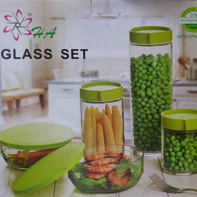 TOPLES KACA MARINE SET 5 IN 1 BOWL SET EVER GREEN / TOPLES KACA MARINE MANGKOK SET KACA
