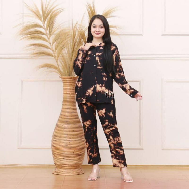 [BISA COD] Setelan Tie Dye One Set Rayon Super Lengan Panjang