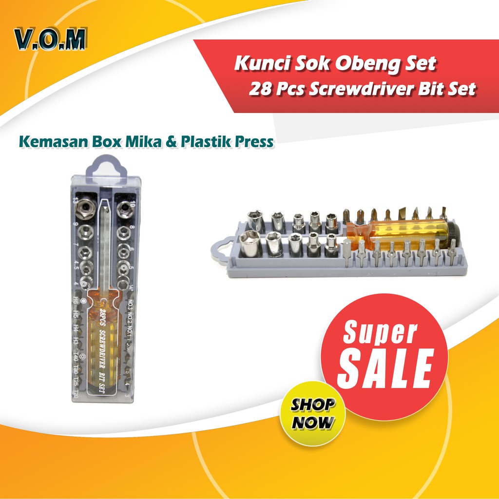 VOM Kunci Sok Obeng Set / 28Pcs Screwdriver Bit Set 28 pcs - 0220