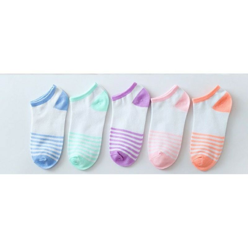 Kaos kaki ankle polos dan garis unisex-1