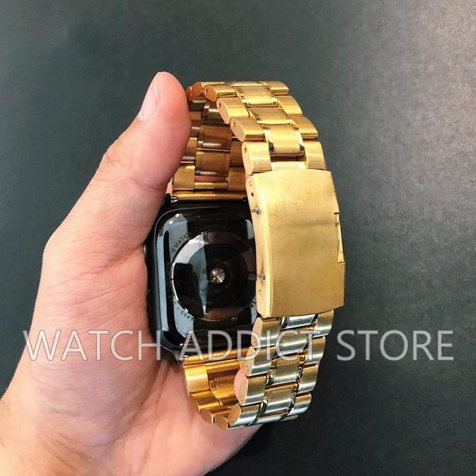 ( BISA COD ) Strap Apple Watch iWatch IWO Series Stainless Gold 42mm 44mm 38mm 40mm - Rosegold A1,