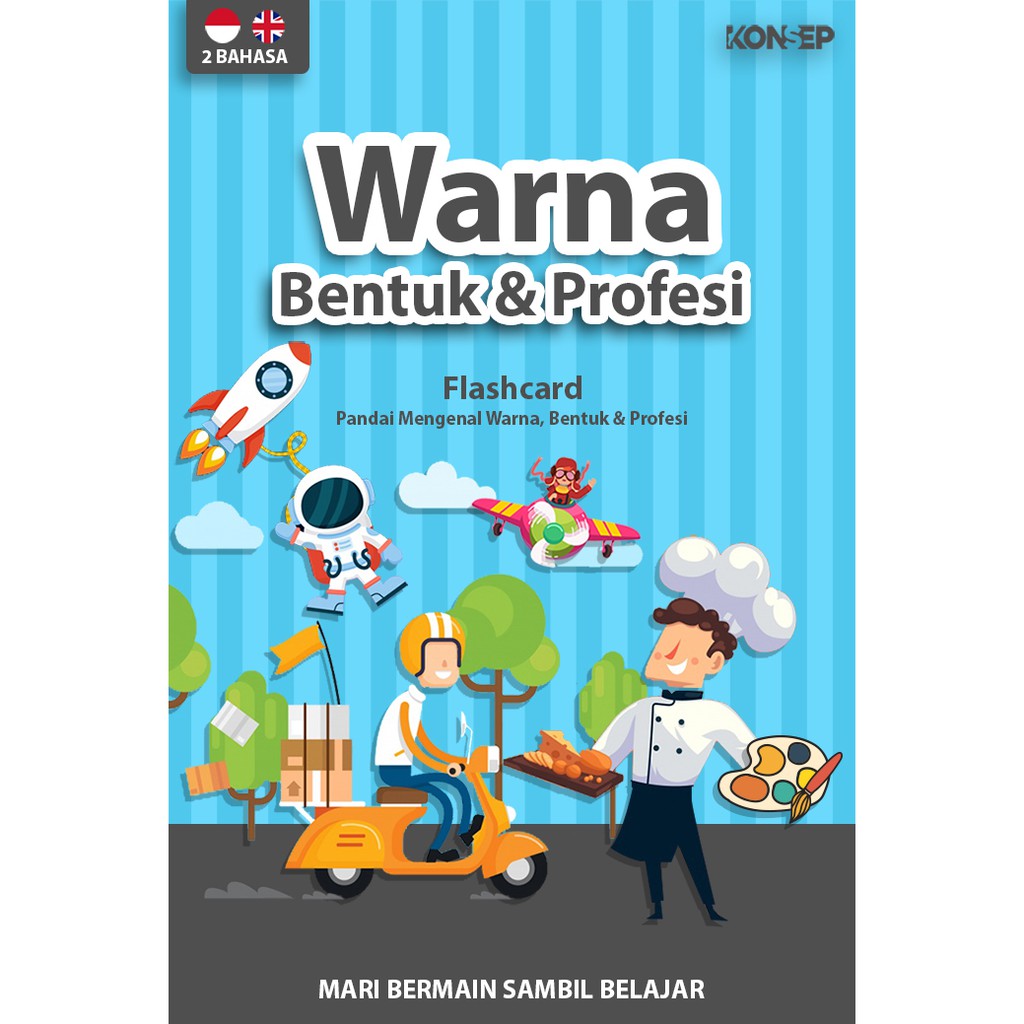 [1KG=10PCS] Konsep Flashcard Warna Bentuk Profesi / Flash Card / Mainan Edukasi Kartu Pintar Anak