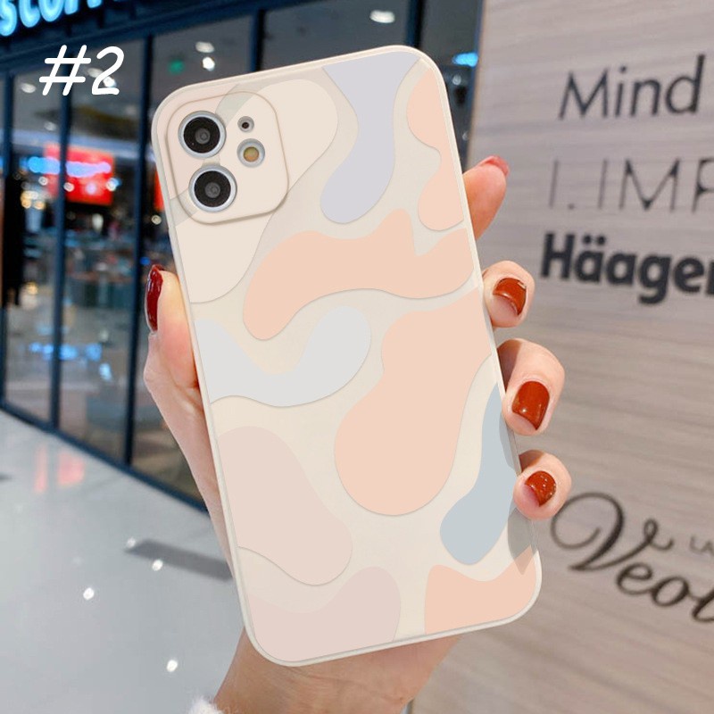 Morandi Case for iPhone 13 Pro Max iPhone13 iPhone12 iPhone11 iPhoneXR XS iPhone6 6S 7 8 Plus INS Fashion Trend Morandis Color Graffiti Abstract Silicone Phone Cover BY