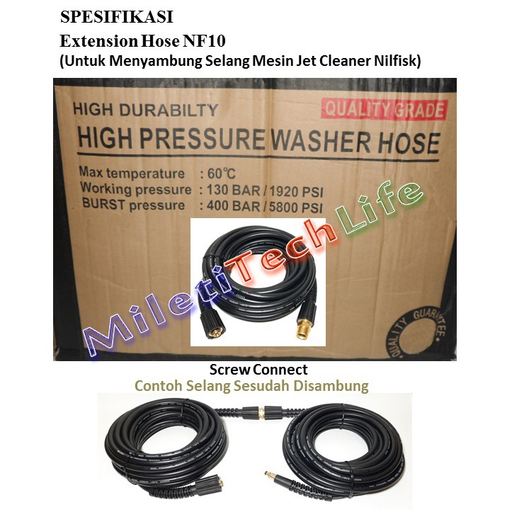 Selang Extension Hose NF10 Panjang 10meter for Nilfisk Jet Cleaner C100 C110 C120 C125 C130