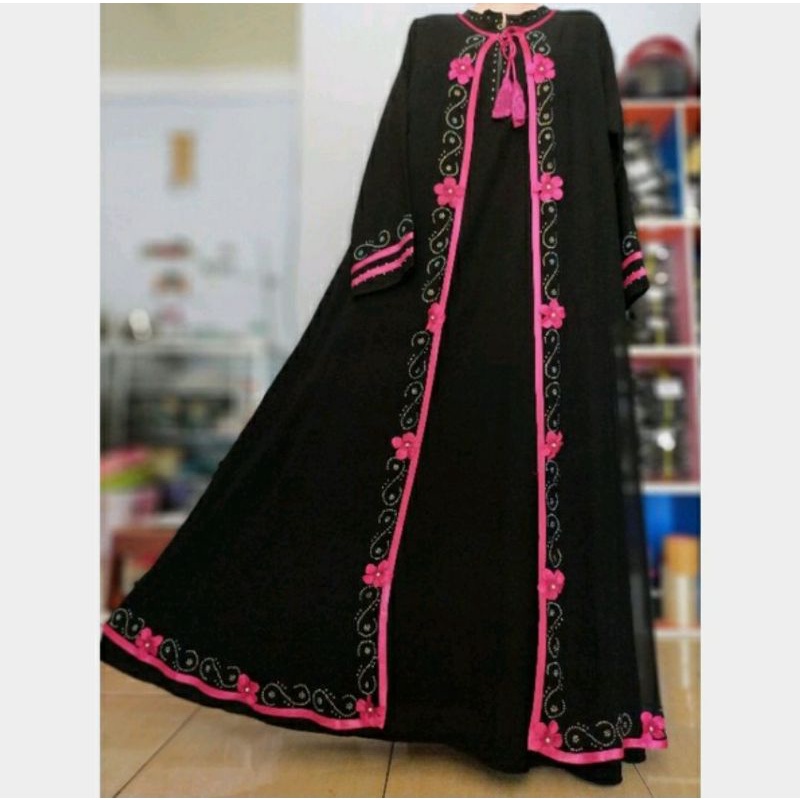 Abaya Hitam Ratu Aurora Terbaru 100%Original Premium /Abaya Arab /Abaya Polos /Gamis Hitam /Gamis Tu