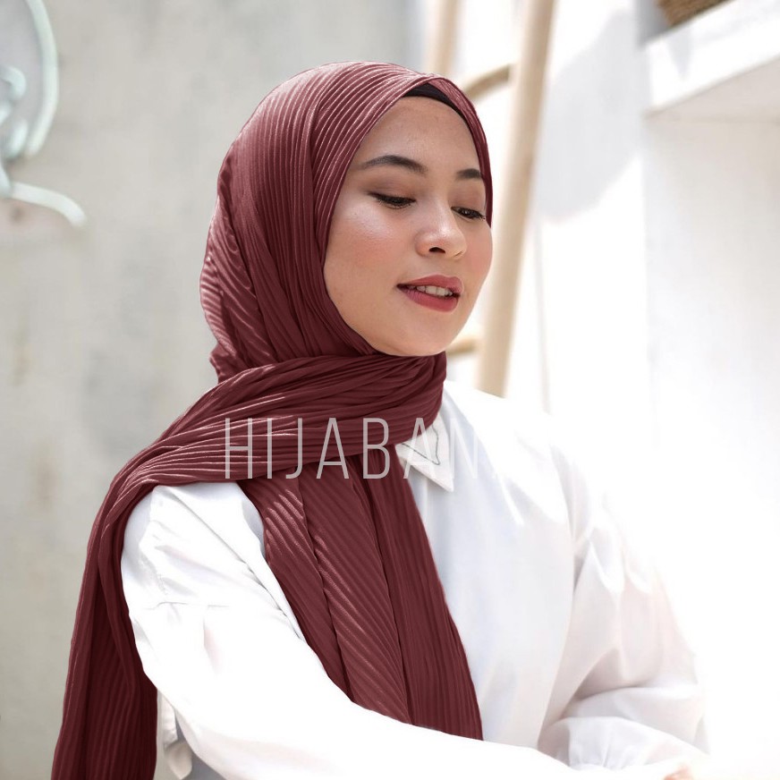 Pashmina Plisket Premium - Pashmina Plisket Besar Elisa - Pashmina Plisket Full - Kerudung Pashmina