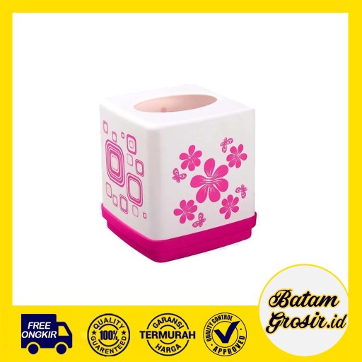 Batamgrosir.id | Kotak Tisu - Tempat Tisu - Holder Tissue Persegi Green Leaf 1252
