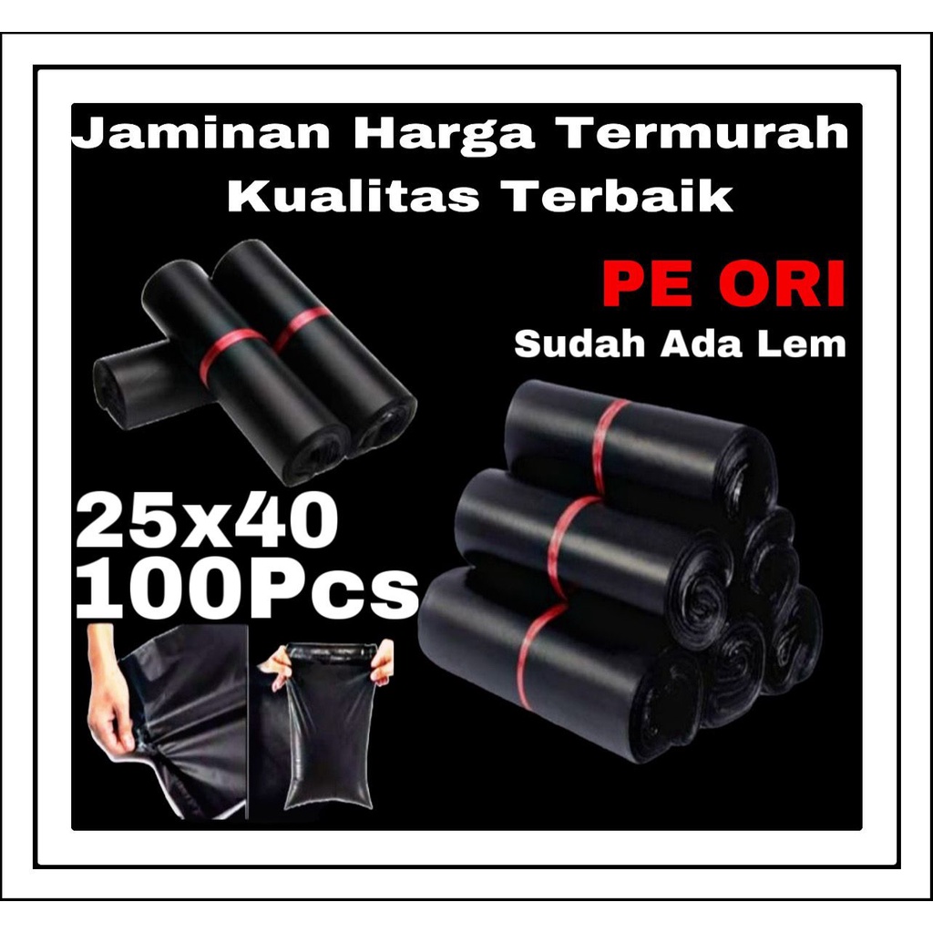 

POLYMAILER 25X40 CM 100PCS PE HITAM GLOSSY / PLASTIK PACKING ONLINE / PLASTIC POLYMAILER