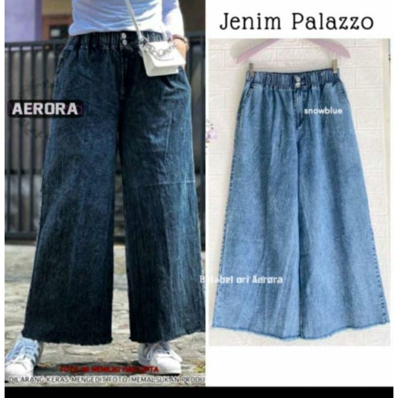 Jenim Celana Kulot Jeans Rawis Kancing Depan