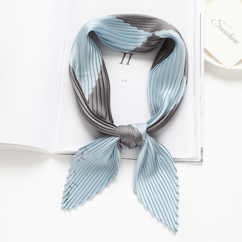 &quot;Ran&quot; 70x70 cm Pleated Pleats Diagonal Scarf, Scarf Leher, Scarf Tas, High Grade Silk Immitation