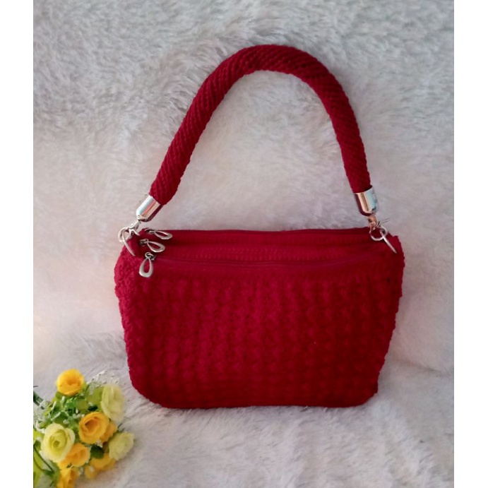 tas rajut triple resleting | tas rajut murah | tas rajut premium