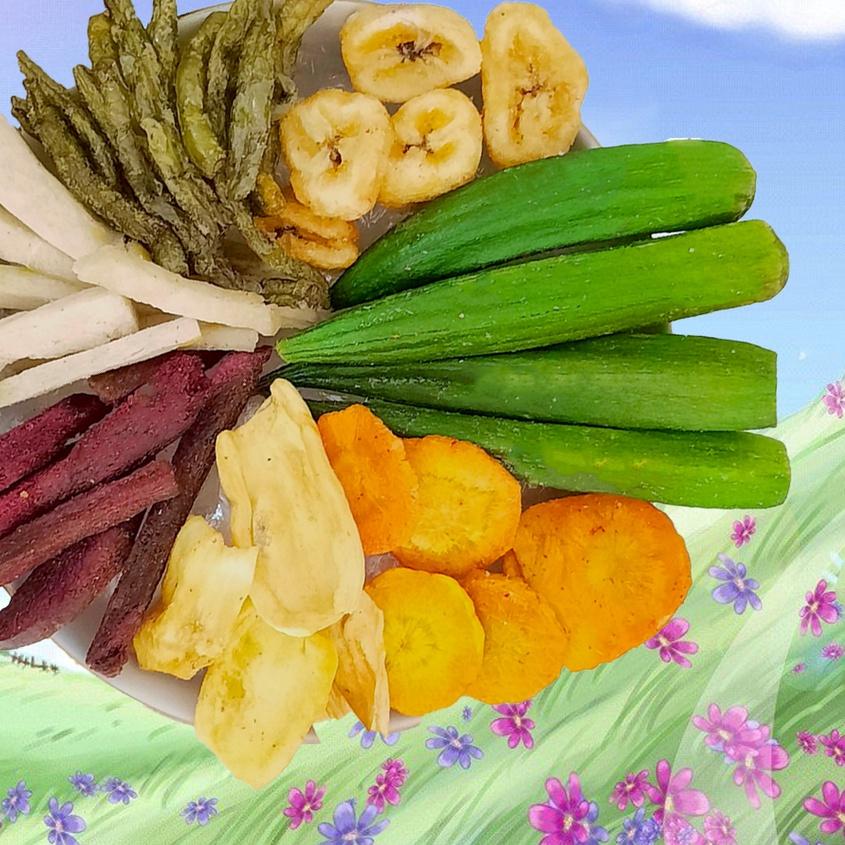 

™mma✰ pqd-738 Crunchy Veggie Snack ASMR Keripik Sayur Keripik Buah Sayur Krispi Cemilan Diet Snack Sehat Snack Diet 300ml 700ml 1000ml 1L ..