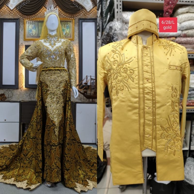 CAUPLE TERLARIS GAUN DRESS JUBAH BEREKOR |BAJU PENGANTIN TERBARU|KEBAYA DRESS COUPLE|GAUN  MUSLIMAH