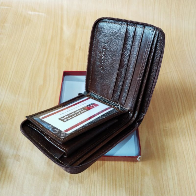 Dompet Resfull Resleting putar pria wanita Kulit Sapi Asli