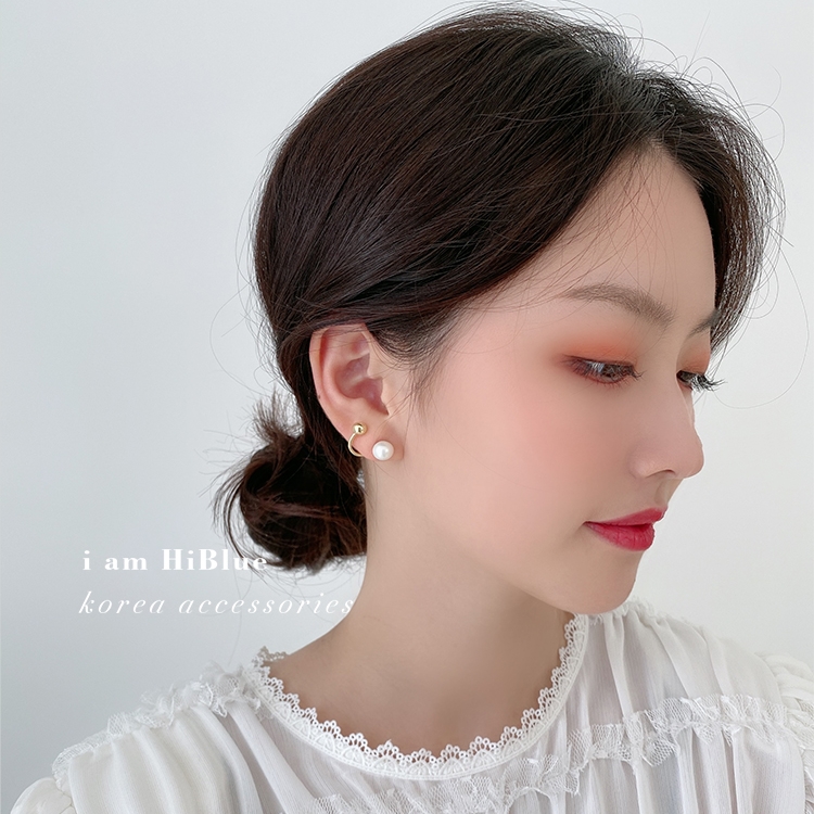 Anting Tusuk Gantung Bahan Sterling Silver 925 Desain Geometri + Mutiara Gaya Korea / Simple / Retro Untuk Wanita