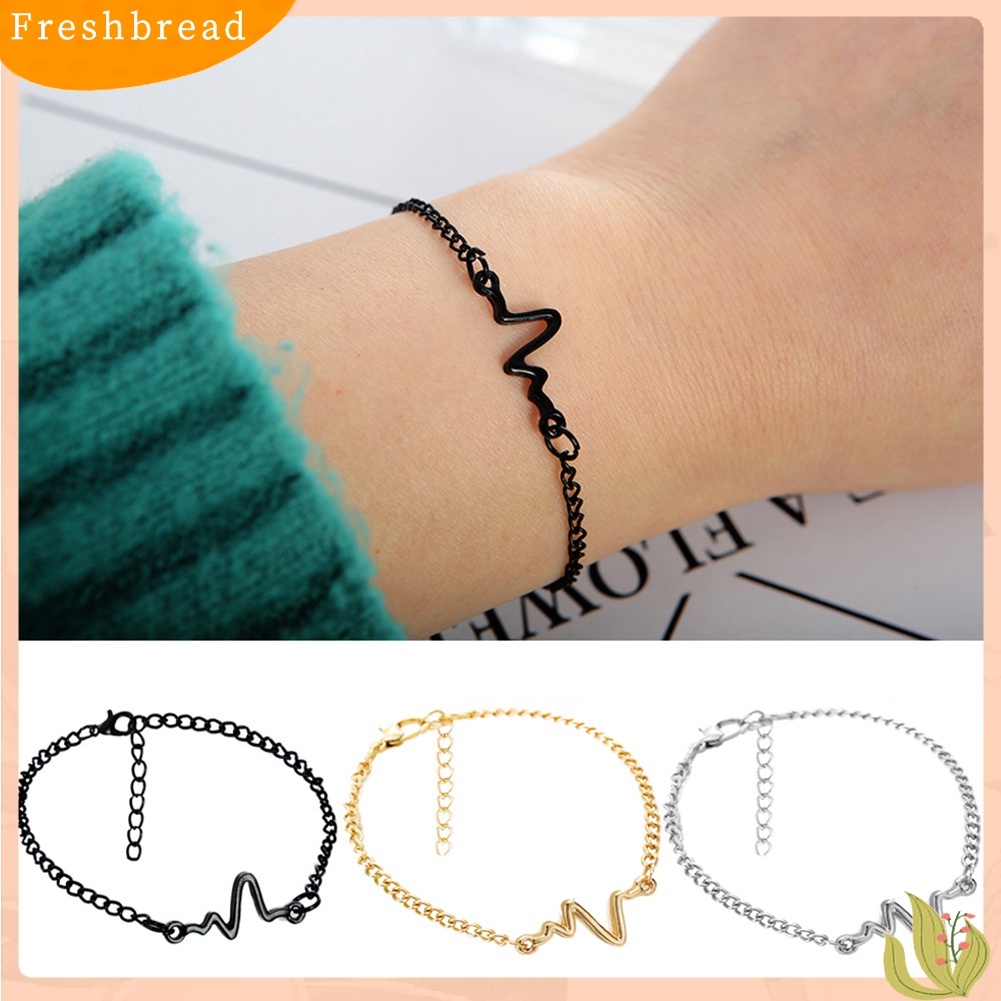 [Fresh] Gelang Tangan Strap Adjustable Motif Electrocardiogram Simple untuk Pria / Wanita / Pasangan