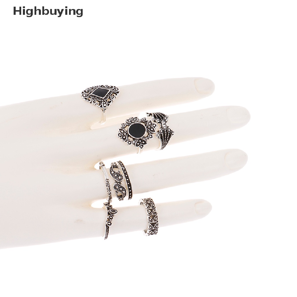 Hbid 15Pcs / set Cincin Gaya Punk Gothic Vintage Untuk Pria / Wanita