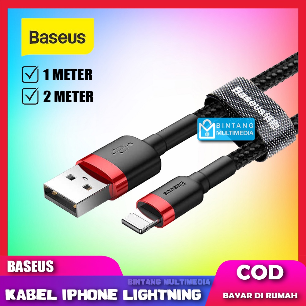 BASEUS Kabel Data Charger iPhone Panjang 1M 2M USB for Lightning Cafule 1 M 2 Meter 200 cm Fast Charging