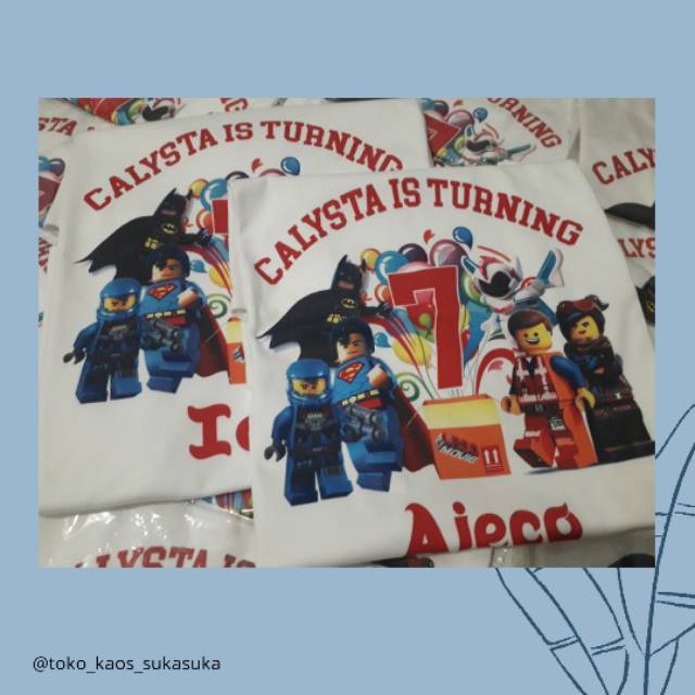 Kaos lego anak untuk ultah dan couple keluarga