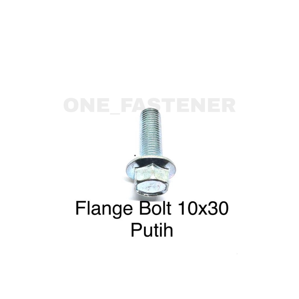 Baut FLANGE BOLT M10X30 Putih Kunci 14 flangebolt shock 10mm 10x30 FBP