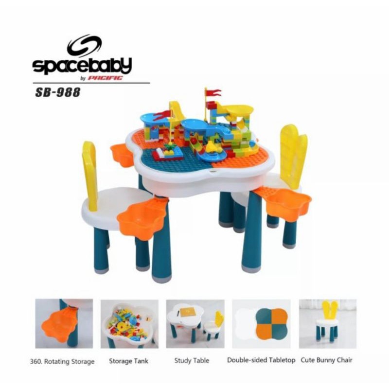 Meja Anak Multifungsi Spacebaby SB-988 Pacific (Free Lego)
