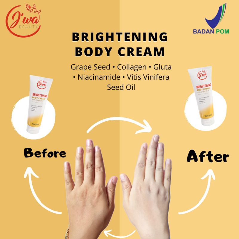 BRIGHTENING BODY CREAM JIWA BEAUTY / J'WA BEAUTY / HANDBODY / BODYLOTION / BODY SERUM / SKINCARE VIR