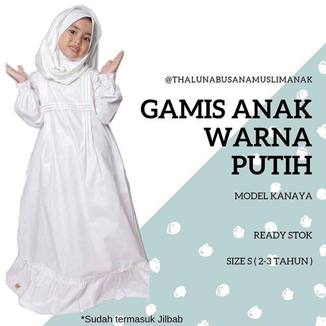 Gamis Anak Perempuan 2 3 Tahun Busana Muslim Warna Putih Shopee Indonesia