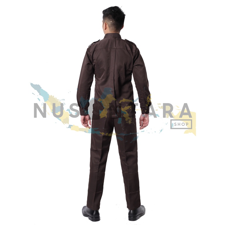 Seragam Safari Security Lengan Panjang Coklat Terbaru Baju Safari Satpam Bodyguard Supir