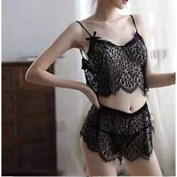 Long Night Set Lingerie Wanita Bahan Lace Tipis 2 Pcs Baju Sexy Seri 007