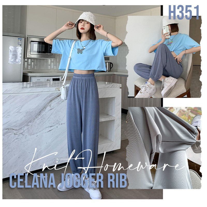 CJWP-H351 Celana Kulot Panjang Pant Jogger Highwaist/Celana kulot Rib Knit Berkualitas