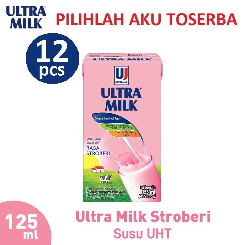 Susu Ultra Stroberi (Strawberry) 125 ml - ( HARGA 12 PCS )