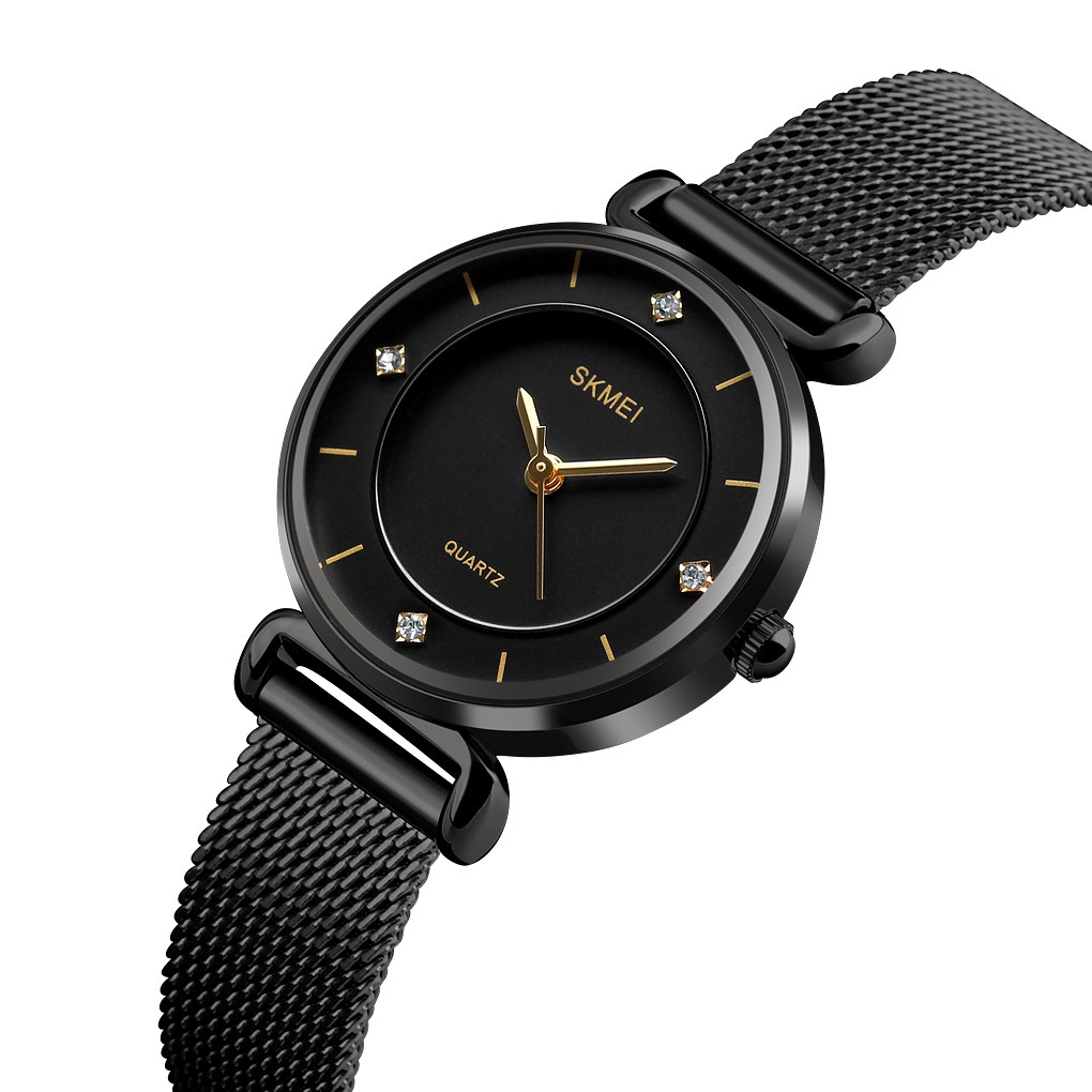 Jam Tangan Wanita Analog Skmei 1330 Black Steel Water Resistant 30M-1