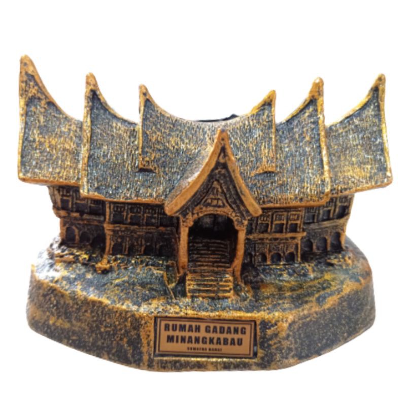 PAJANGAN MINIATUR RUMAH ADAT GADANG MINANGKABAU BAHAN FIBERGLASS - SOUVENIR DEKORASI RUMAH