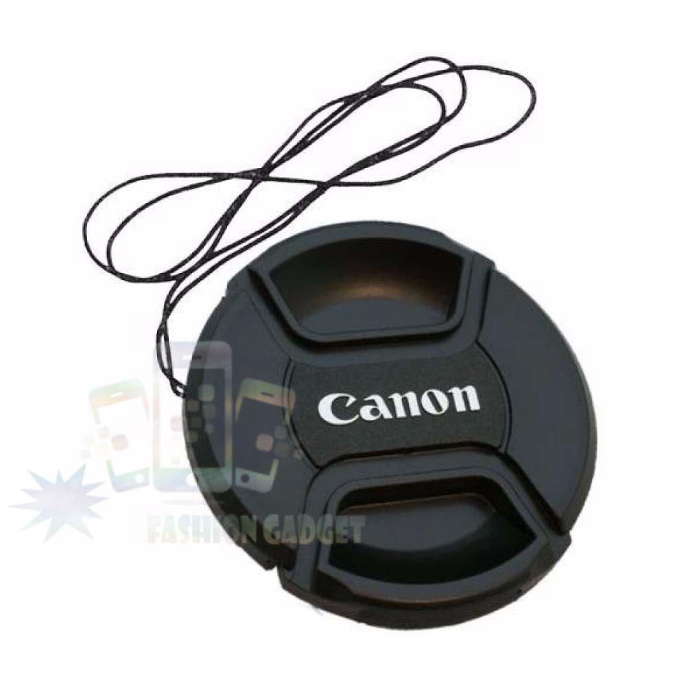 Tutup Lensa Kamera Canon 49 mm + Tali Lens Cap Logo Canon 49mm Snap On Camera Lens Cover Lenscap