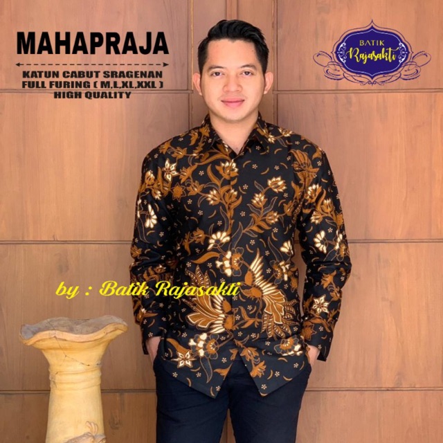 Batik Pria MAHAPRAJA Katun Cabut Full Furing Termurah