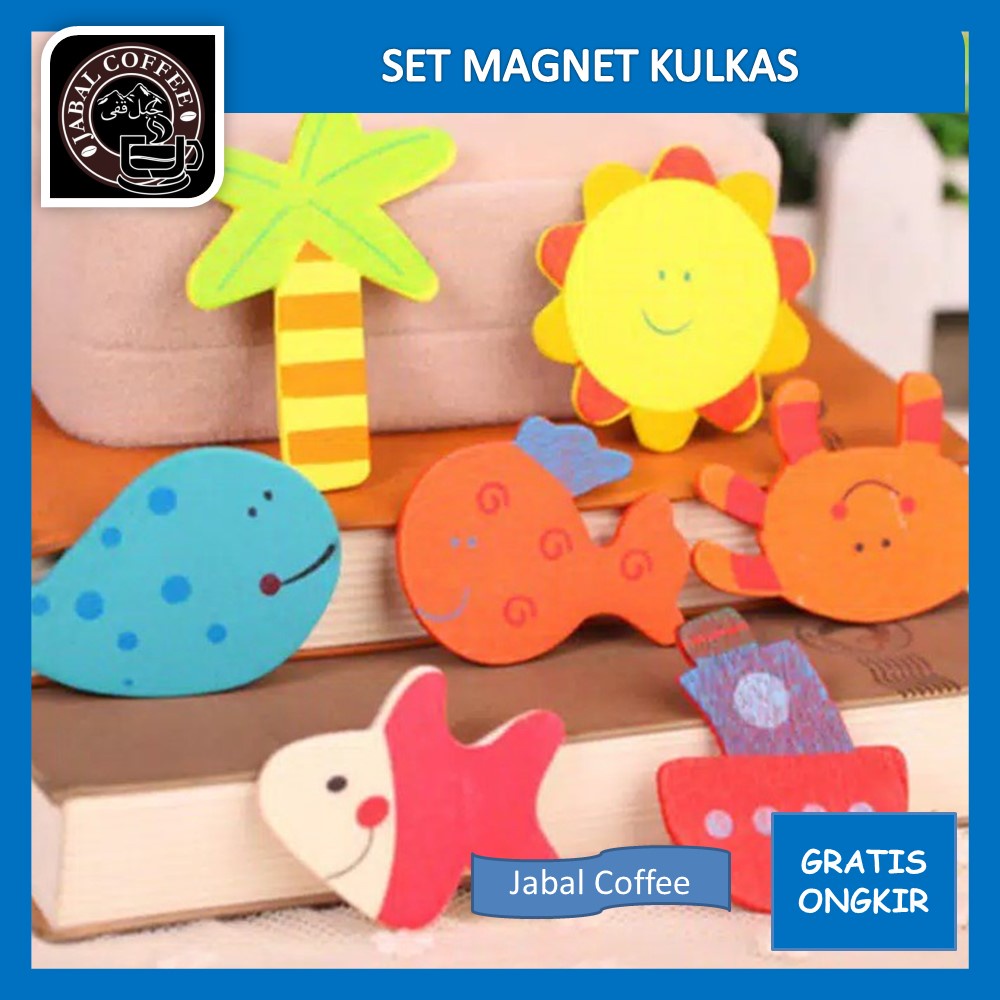 Hiasan Tempel Pintu Kulkas / Set Magnet Kulkas Isi 6 Pcs / Hiasan Tempel Magnet Kulkas