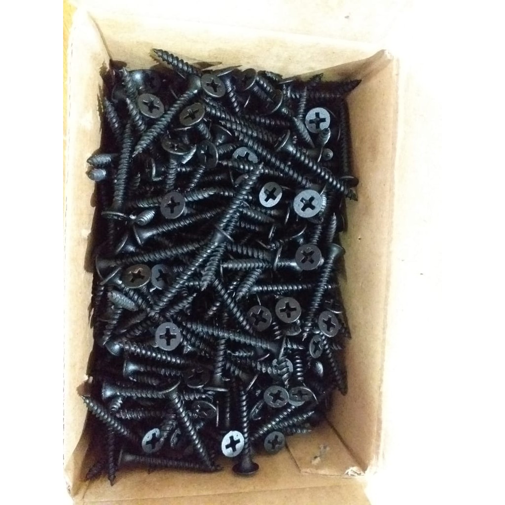 Skrup Sekrup Gypsum Ukuran 1 1/4 inch (3 cm) / Drywall Screw / Baut Gipsum Hitam per ktoak-2