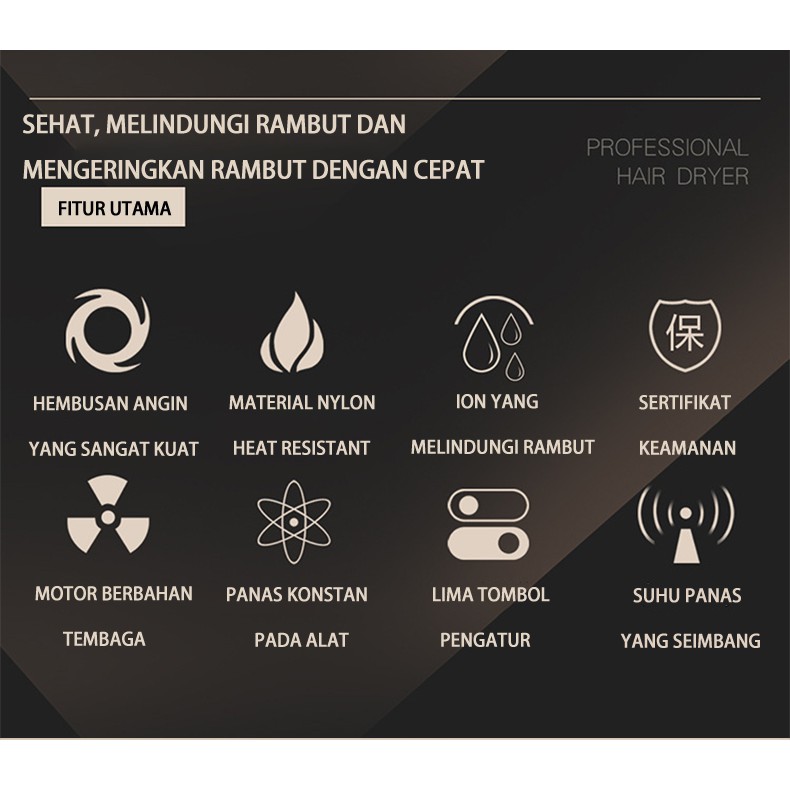 HAN RIVER HRHD01BK Hair dryer 800W Pengering Rambut Termurah Daya tinggi-6
