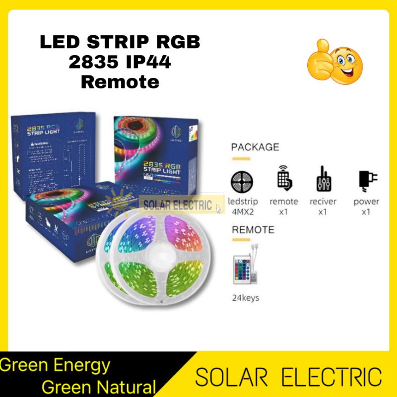 Led Strip RGB Warna Warni 2835 IP44 Remote 4M 8M