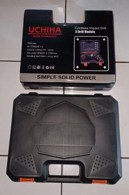 Mesin Bor Baterai Cordless Besi Kayu Tembok Beton  Merk Uchiha Japan Promo Gila