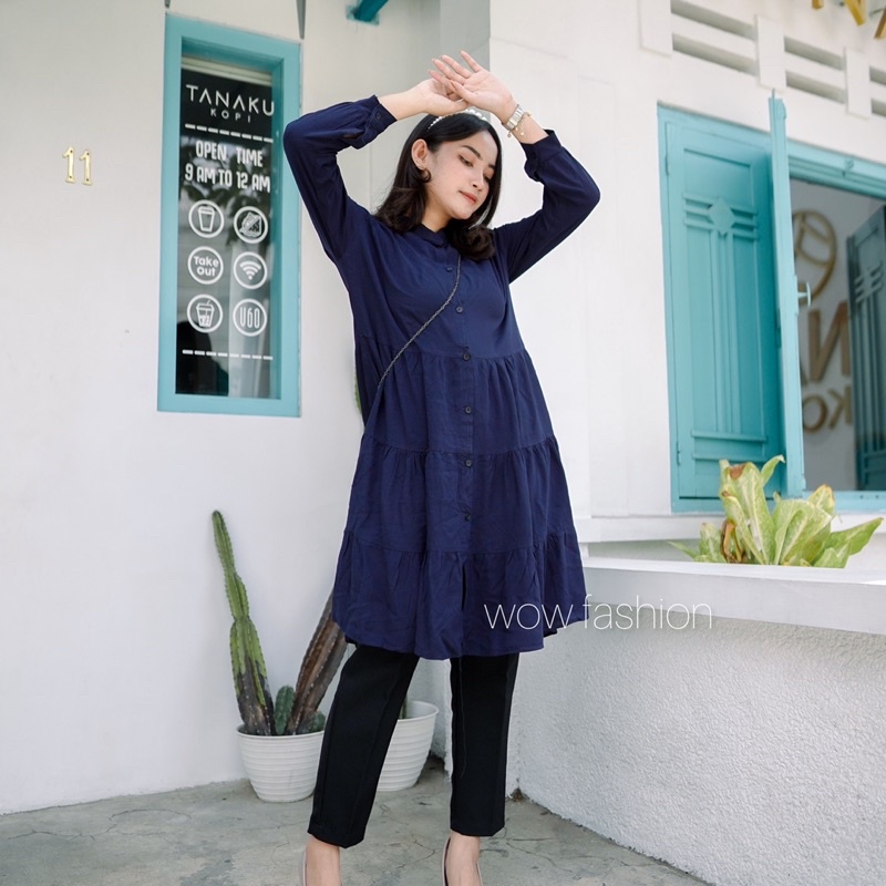 WOW-Tunik Dinda Long Rayon Twill Premium Wanita