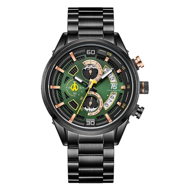 ORIGINAL JAM PRIA ANALOG CHRONO T5 TALI RANTAI STAINLESS WATERPROOF